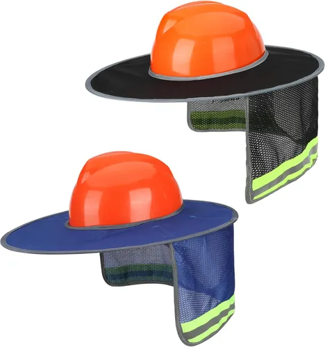Miniatura 23 de UNCO - Casco de Sombrero Duro con Protector Solar, 1 Paquete, Amarillo, Visera Completa y Estándar de Malla Reflectante de Alta Visibilidad