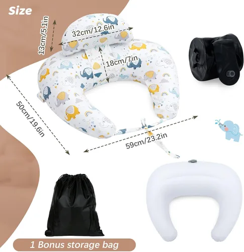 Miniatura 8 de KAKIBLIN Almohada de lactancia, almohadas inflables de lactancia, almohada de alimentación manos libres para aliviar el dolor de espalda con correa