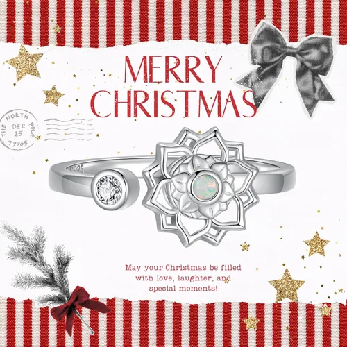 Miniatura 18 de Fidget Spinner Anxiety Rings for Women: Sterling Silver Lotus Moon Star Sunflower Ring Stress Relieving Calm Ring Jewelry Gifts for Daughter