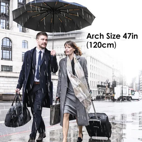 Miniatura 5 de travel inspira Reverse Umbrella Automatic OpenClose, Inverted Folding Umbrella with Reflective Stripes UPF 50+ 99% UV Protection Compact Heavy-Duty