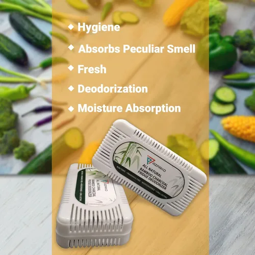 Miniatura 5 de Desodorizador para refrigerador (paquete de 2) – Desodorante de carbón activado de bambú natural – Eficaz que el bicarbonato de sodio – Removedor