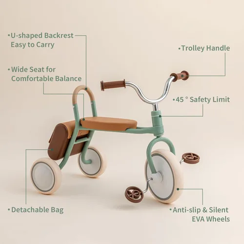 Miniatura 3 de Kidpop Mate - Triciclo para niños de 2.5 a 4 años, regalo de primer cumpleaños, bicicleta de juguete con agarres de manillar y almacenamiento
