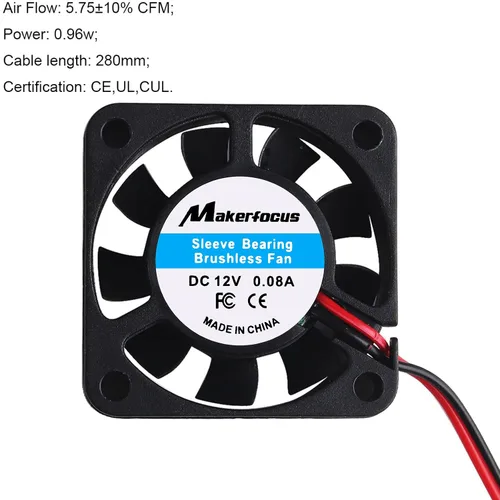 Miniatura 3 de Ventilador de impresora 3D de 4 piezas, 12 V, 1.575 in, 12 voltios, 0.08 A, CC, mini refrigeración silenciosa, 1.575 x 1.575 x 0.394 in, con cable