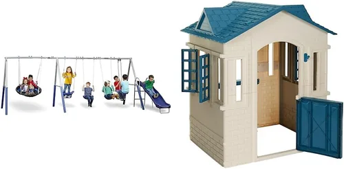 XDP Recreation Fun Forever - Juego de columpios, color gris y Little Tikes Cape Cottage Playhouse - Azul