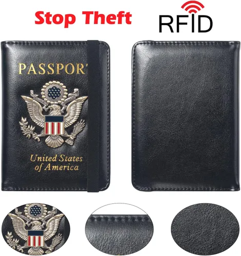 Miniatura 4 de Funda para pasaporte de alta calidad para viajes, con bloqueo RFID, delgada, duradera y apta para viajes, cartera para pasaporte mantiene tus