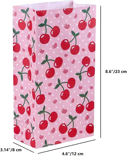 Miniatura 4 de ysmile Bolsa de regalo de fiesta, bolsa de papel para regalo, bolsa de regalo de cereza para niña, cumpleaños, celebración de niños, 24