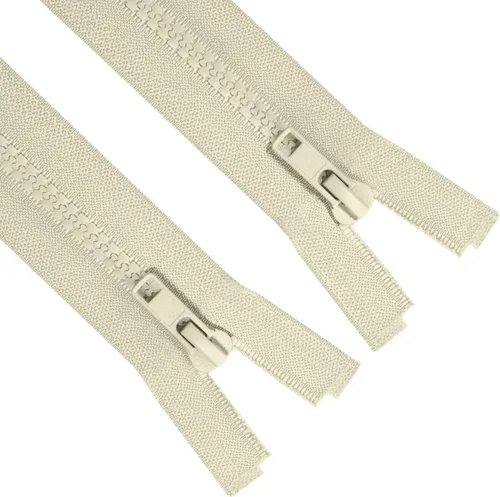 Sawoake 2PCS #5 5 Inch Separating Jacket Zippers for Sewing Coats Jacket Zipper Beige Molded Plastic Zippers Bulk Tailor DIY Sewing Tools for