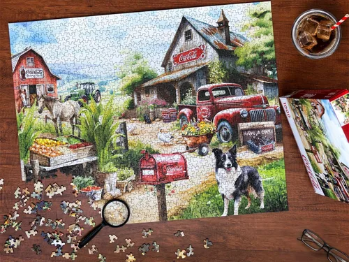 Miniatura 8 de Springbok Coca-Cola Countryside Market - Rompecabezas de 1000 piezas para adultos, piezas de corte único, fabricado en Estados Unidos Mercado