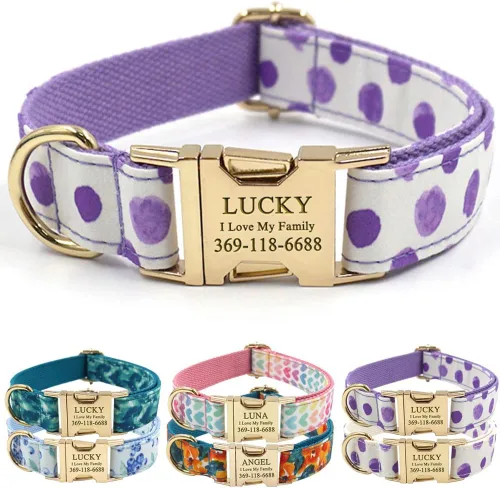 Miniatura 32 de PETDURO Collar Personalizado para Perro A cuadros Negro Blanco con Nombre y Teléfono Grabados en Hebilla de Metal Plateado para Perros Grandes