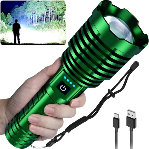 Miniatura 11 de baibian Linternas de alto lúmenes, 100,000 lúmenes, linterna súper brillante, recargable de mano, impermeable, tácticas, linternas LED, 5 modos