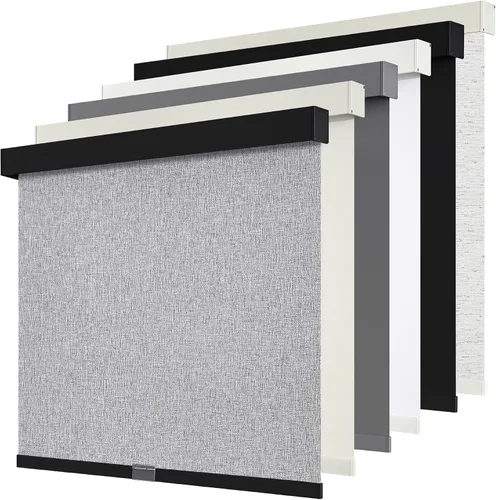 Miniatura 14 de SUNOFF Persianas Enrollables Opacas Inalámbricas para Ventanas de Parada Libre, Bajar Oscurecimiento de Habitación con Cenefa, Persianas de Tela