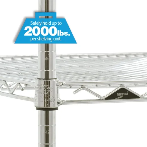 Miniatura 5 de Metro EZ2436NC-4 Super Erecta - Estantería de alambre industrial de 4 estantes, cromada, 24 "x 36" x 74.5" Cromado