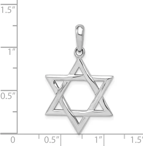 Miniatura 3 de Colgante de oro blanco de 14 quilates con estrella de David de 1299in y 0787in estilo K545