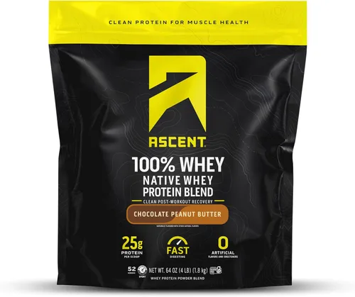 Miniatura 18 de Ascent 100% proteína de suero en polvo – aislado de proteína de suero después del entrenamiento, cero sabores artificiales y edulcorantes, sin soja