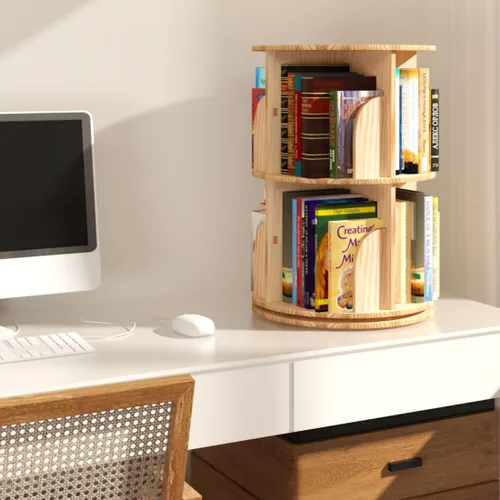 Miniatura 2 de Estantería para niños, estantes giratorios de 2 niveles de 360°, estante de almacenamiento de pie, estantes para aulas de preescolares, guardería