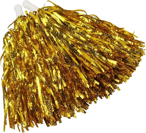 Miniatura 19 de Hooshing 12/24 unidades de pompones para porristas, pompones esponjosos metálicos brillantes para equipo de equipo deportivo, espíritu de fiesta