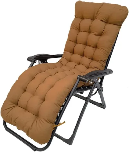 BOOMSHY Cojines para silla de sol, cojín de tumbona de 67 pulgadas, colchón con respaldo antideslizante y funda elástica para jardín, exterior, Café