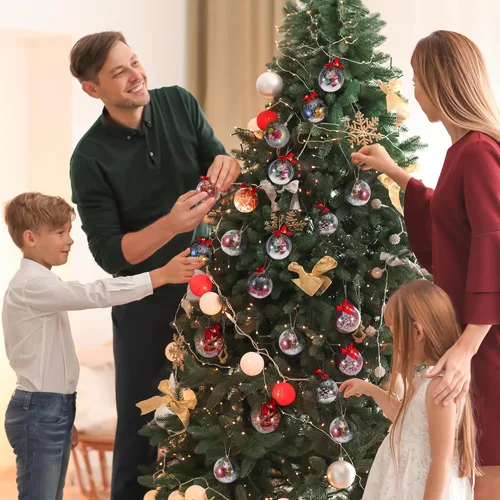 Miniatura 8 de Paquete de 12 bolas decorativas rellenables de plástico transparente de 3.15"/80mm para Navidad, festividades, boda, fiesta, decoración del hogar