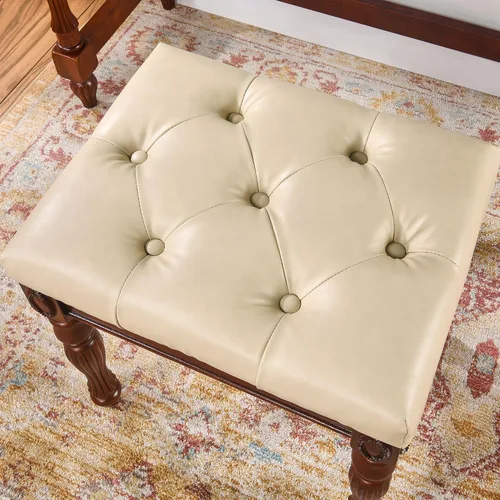 Miniatura 8 de Escritorio pequeño con juego de taburetes, mesa de tocador de maquillaje con espejo abatible y taburete tapizado, tocadores de madera maciza con 2