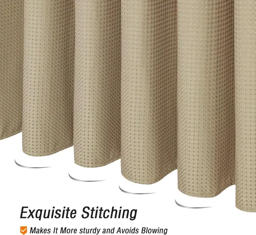 Miniatura 5 de Gibelle Cortina de Ducha Pequeña para Cabina 36 x 72 pulgadas, Cortina de Ducha de Tela Texturizada de Tejido Gofre Medio Estrecho para Baño, Beige