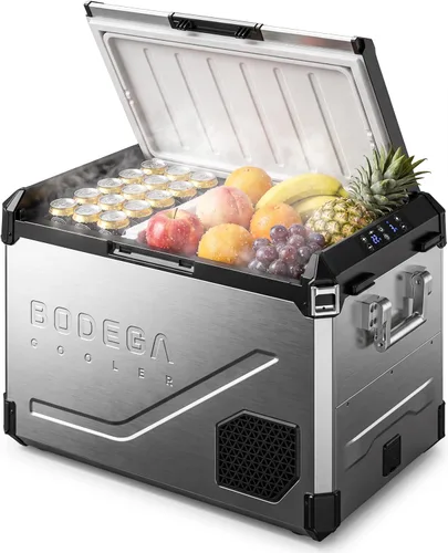 Miniatura 11 de BODEGA Refrigerador portátil de 12 V, refrigerador de acero inoxidable de 47 cuartos de galón con divisor extraíble para modos MAX/ECO de doble zona