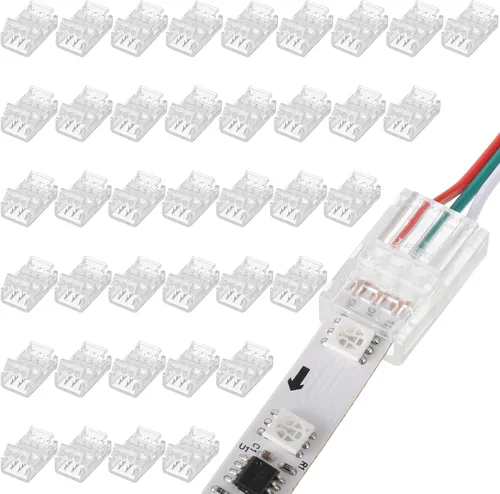 Miniatura 9 de Flutesan 20 piezas 3 pines 10mm conectores de tira de luz LED sin soldadura, conectores de iluminación de pista transparente para tira de luz RGB