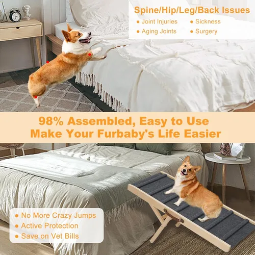 Miniatura 7 de Rampa grande para perros y mascotas, escaleras para cama, sofá, automóvil, camión, SUV, rampa para perros pequeños y grandes, mascotas para subir a