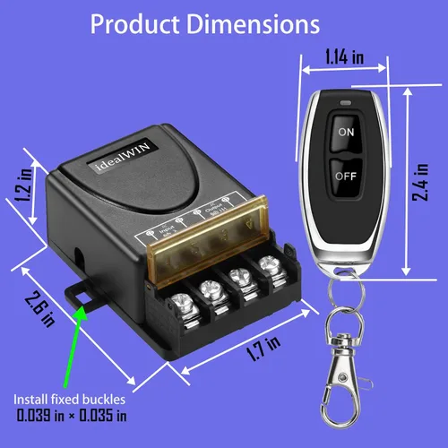 Miniatura 5 de Interruptor remoto inalámbrico con 328 pies de largo alcance, CC 12V/24V/48V/72V Clasificación de corriente 30A, interruptor de control remoto de 12