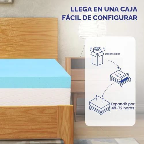 Miniatura 5 de VALUXE Cubrecolchón King de espuma viscoelástica de gel refrescante de 3 pulgadas, certificado CertiPUR-US para aliviar el dolor de espalda, ropa