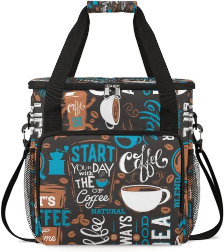 Miniatura 29 de Bolsa de transporte con diseño de acuarela para cafetera de granos de café, bolsa tote de almacenamiento y viaje para café, compatible con cafetera