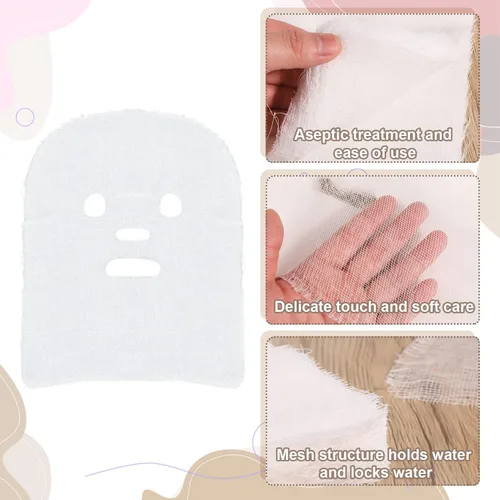 Miniatura 2 de 100 hojas de algodón de belleza facial de gasa precortada, cuidado de la piel facial, suaves almohadillas de gasa facial de alta frecuencia