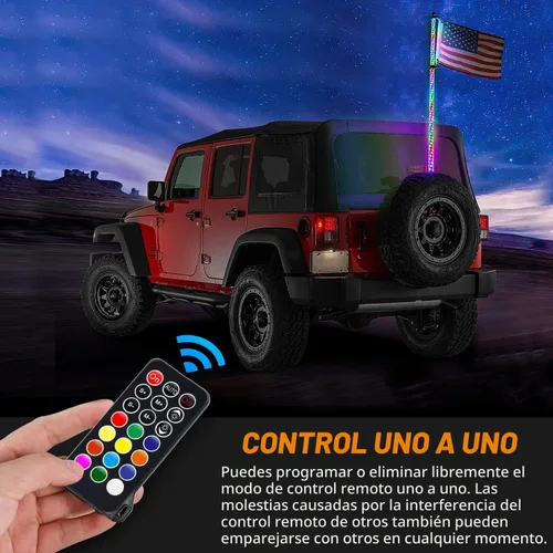 Miniatura 5 de Nilight 2 luces LED RGB en espiral de 3 pies con luz RGB de persecución/baile RF, control remoto de antena iluminada para Can-am ATV UTV RZR Polaris