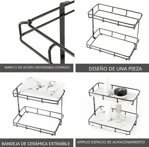 Miniatura 4 de Organizador de baño, organizador de perfumes, organizador de maquillaje, estante de almacenamiento de cosméticos, bandeja de tocador de acero 2