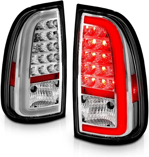 Miniatura 8 de AmeriLite Para Toyota Tundra Standard 2000-2006 Par de luces traseras de freno de repuesto cromadas de tubo LED tipo C de cabina de acceso, lado