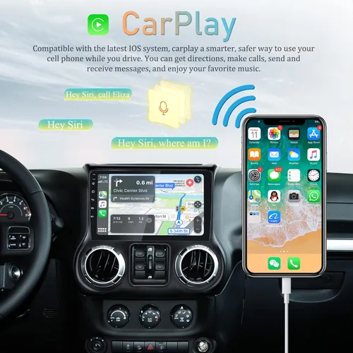 Miniatura 2 de Android 13 Radio de coche para Jeep Wrangler 2015 2016 2017 con Carplay y Android Auto 10.1 pulgadas pantalla táctil estéreo de coche con cámara