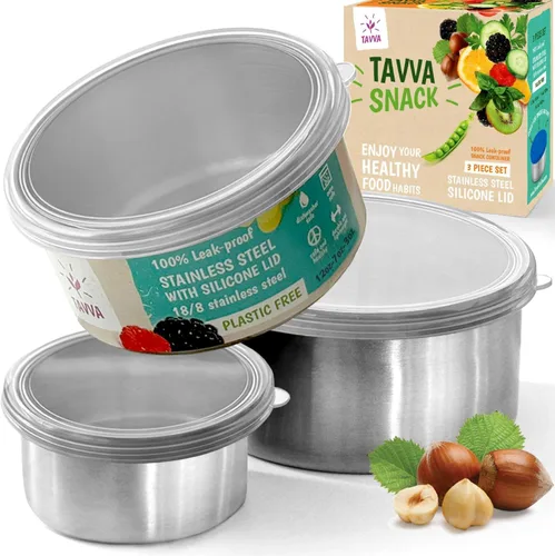 Miniatura 9 de TAVVA Recipientes de acero inoxidable para niños [12 onzas/7 onzas/3 onzas] – A prueba de fugas con tapas de silicona, lonchera para niños, lonchera