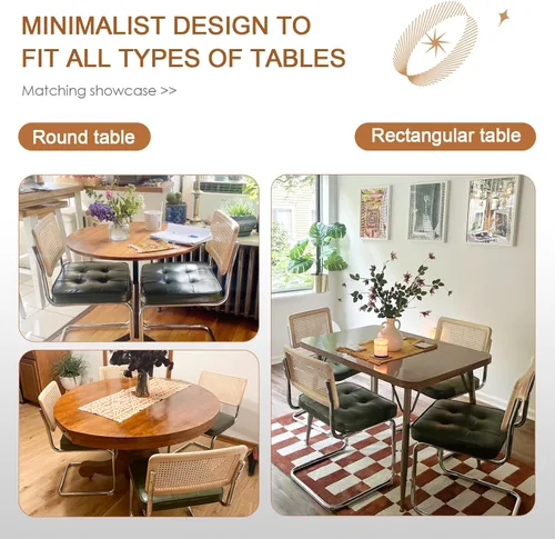Miniatura 9 de Zesthouse Juego de 4 sillas de comedor de ratán natural, sillas modernas de comedor con respaldo de madera maciza para cocina y sala de estar, verde