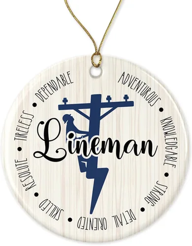 Adorno de Lineman – Regalo para Liniero – Técnico de Powerline o Electricista – Dije de coche – Adorno Liniero Idea de regalo impresa en ambos lados