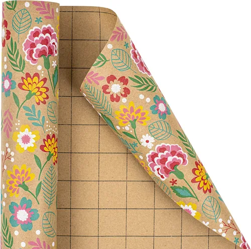 Miniatura 3 de RUSPEPA Rollo de papel de regalo de estraza – Mini rollo – Diseño de clavel ideal para el día de la madre, cumpleaños, fiesta, aniversario – 17
