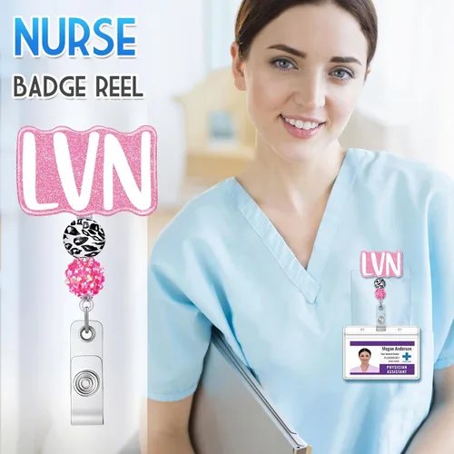 Miniatura 2 de Plifal Carrete de identificación LVN para enfermera retráctil con clip para tarjeta de identificación de enfermera licenciada y auxiliar