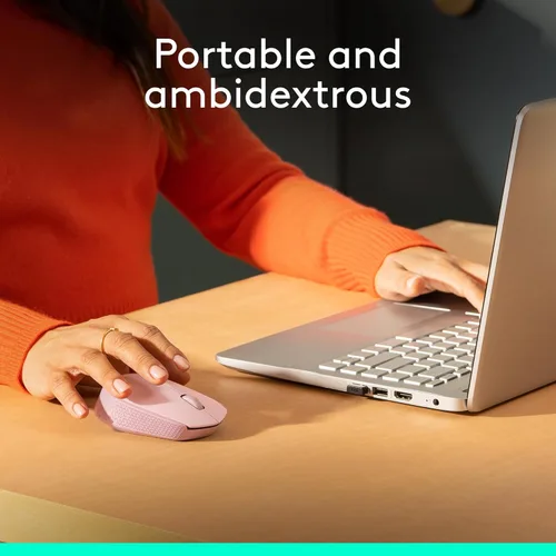 Miniatura 3 de Logitech Mouse inalámbrico M170 para PC, Mac, laptop, 2.4 GHz con mini receptor USB, seguimiento óptico, duración de la batería de 12 meses, Rosa