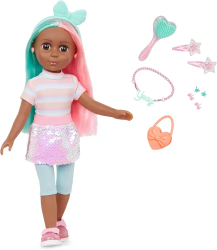 Miniatura 9 de Glitter Girls Muñeca de moda de 14 pulgadas - Ojos azules y cabello azul - Lazo, clips y atuendo colorido - Más de 3 años - Luma