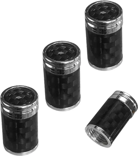 Miniatura 9 de Ziciner 4 piezas de cubiertas de tapones de válvula de neumático, tornillos de cubierta de tapón de aire de rueda de carbono para llantas de auto