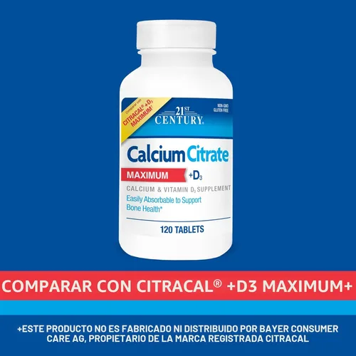 Miniatura 5 de 21st Century - Cápsulas de citrato de calcio más D máximo, 120 unidades (27493)