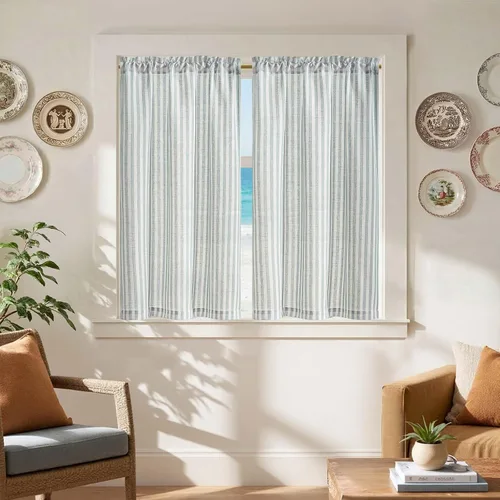 Miniatura 68 de jinchan - Cortinas de lino a rayas para cocina de 20 pulgadas de largo, cortinas de varios niveles, estilo granja moderna de café, tratamientos