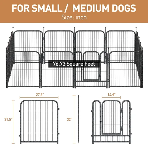 Miniatura 5 de Corralito para Perros 8/16 Paneles 32" de Altura Valla Resistente para Perros Corral para Cachorros para Perros Grandes Medianos Pequeños