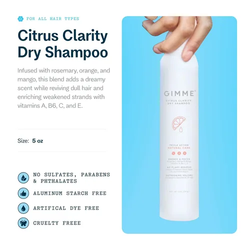Miniatura 2 de GIMME Beauty Dry Shampoo - Para todo tipo de cabello, incluido el rubio, con biotina, aloe vera y queratina, sin sulfatos ni parabenos
