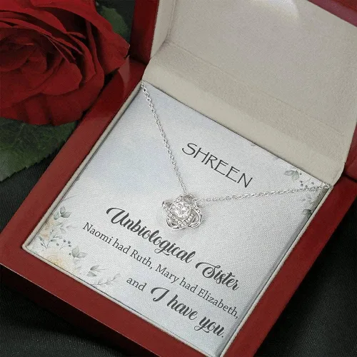 Miniatura 4 de Collar personalizado de corazón de hermana no biológica hermana no biológica Naomi tenía Ruth Mary Had Elizabeth y te tengo collar - Unbiological