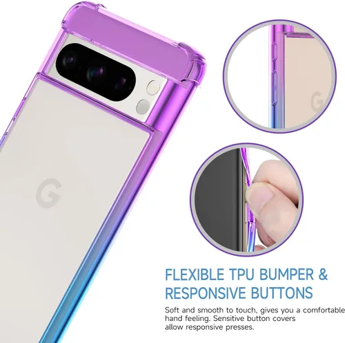 Miniatura 6 de Funda para Google Pixel 8 Pro, funda transparente con bonito degradado para teléfono, TPU reforzado, parte trasera de policarbonato duro, funda
