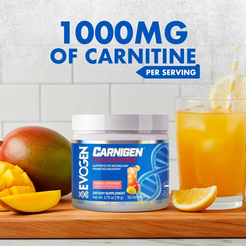 Miniatura 4 de Evogen Carnigen Plus Caffeine - Polvo de carnitina premium Apoya el metabolismo de las grasas y promueve la recuperación Matriz de suplemento